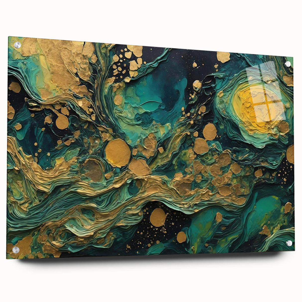 Abstract wall art design showcasing vibrant strokes and lines in a modern acrylic glass frame, emphasizing contemporary aesthetics and artistic flair.