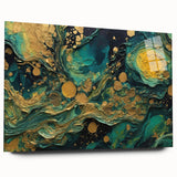 Abstract wall art showcasing colorful strokes and lines on acrylic glass, elegantly displayed in a side view, perfect for modern decor.