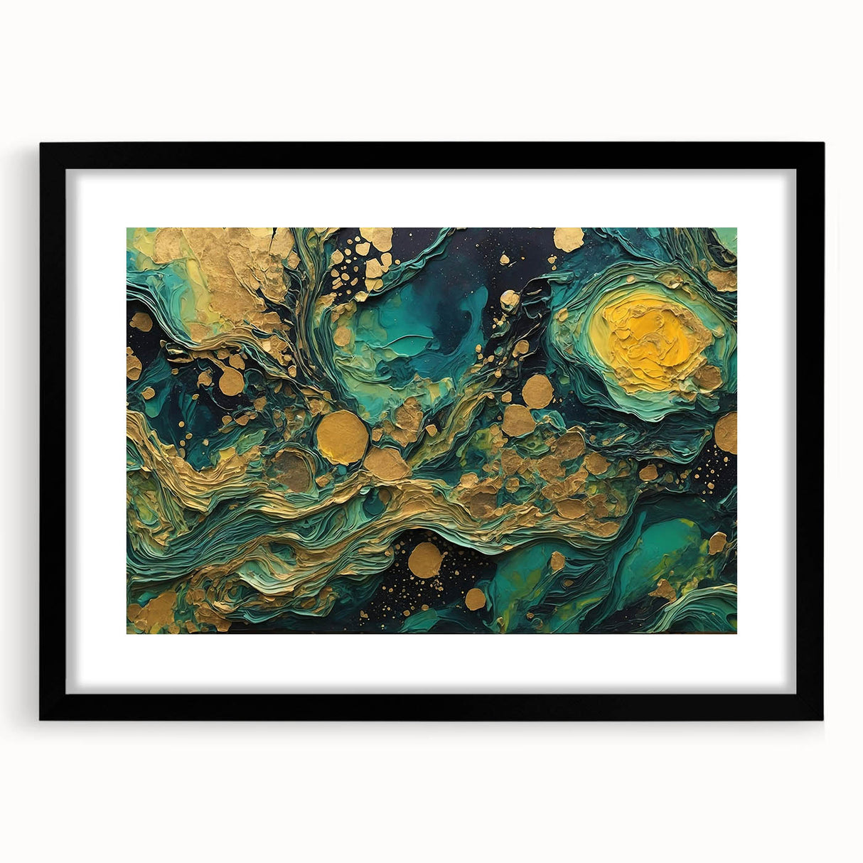 Abstract wall art featuring colorful strokes and lines in a black frame, enhancing modern décor with a minimalist aesthetic and vibrant design.