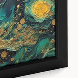Close-up of abstract strokes and lines design wall art, showcasing vibrant colors and intricate details on a framed canvas, perfect for modern decor.