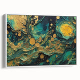 Framed abstract wall art featuring vibrant strokes and lines in a modern design, set against a white background, ideal for contemporary decor.