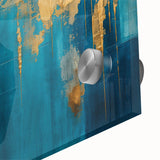 Abstract wall art featuring colorful strokes and lines on acrylic glass, showcasing a modern design ideal for contemporary home decor. This close-up emphasizes vibrant hues and fluid shapes, perfect for adding a dynamic touch to any space.