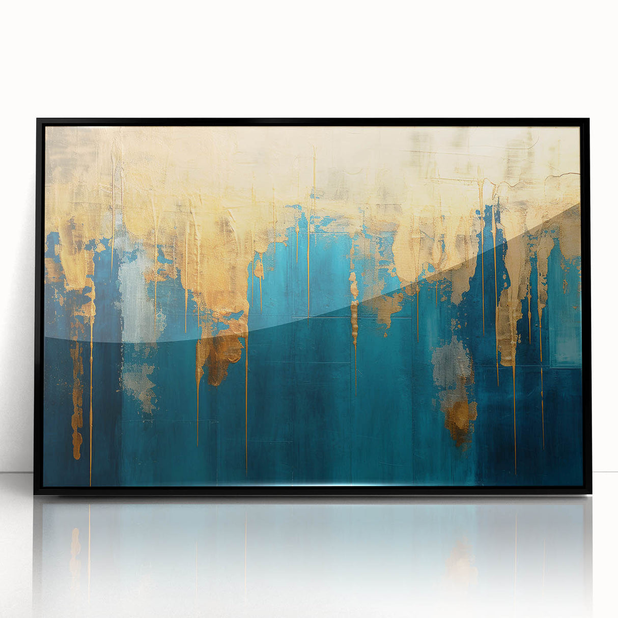 Framed abstract wall art featuring dynamic strokes and lines in black and white, perfect for modern home decor or office styling.