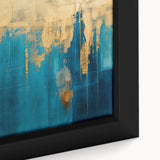 Close-up of abstract strokes and lines design wall art, showcasing vibrant colors and textures on a framed canvas, perfect for modern decor.
