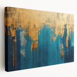 Abstract strokes and lines in vibrant colors create a modern canvas wall art piece, showcasing an artistic blend of shapes and textures.