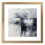 Framed abstract wall art showcasing elegant strokes and lines in gold and neutral tones, perfect for modern home decor.