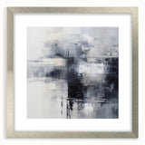 Abstract strokes and lines wall art design in a silver frame with a mat, showcasing a modern aesthetic perfect for contemporary decor.