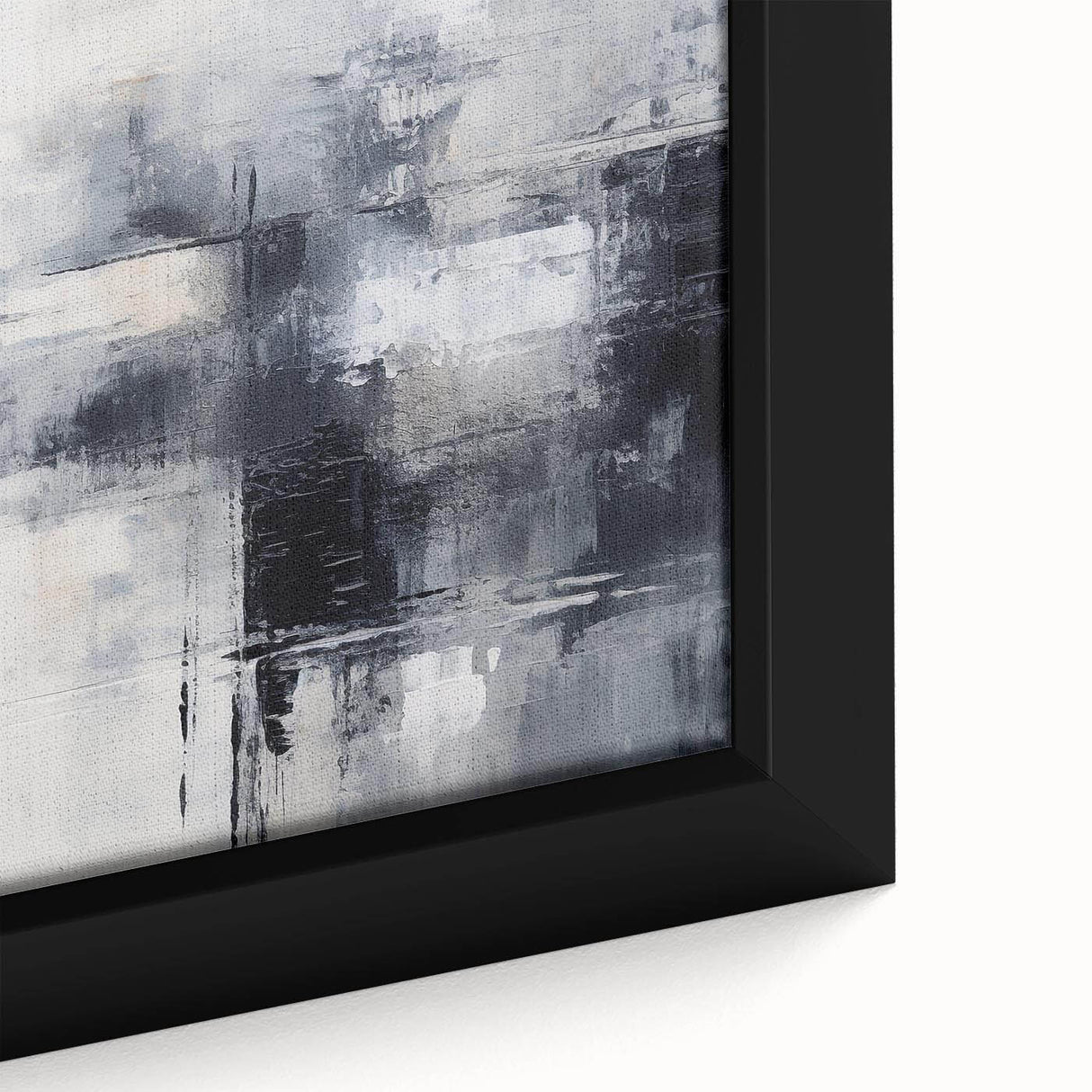 Close-up of a framed abstract strokes and lines wall art piece, showcasing vibrant colors and intricate textures, perfect for modern decor.