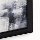 Close-up of a framed abstract strokes and lines wall art piece, showcasing vibrant colors and intricate textures, perfect for modern decor.