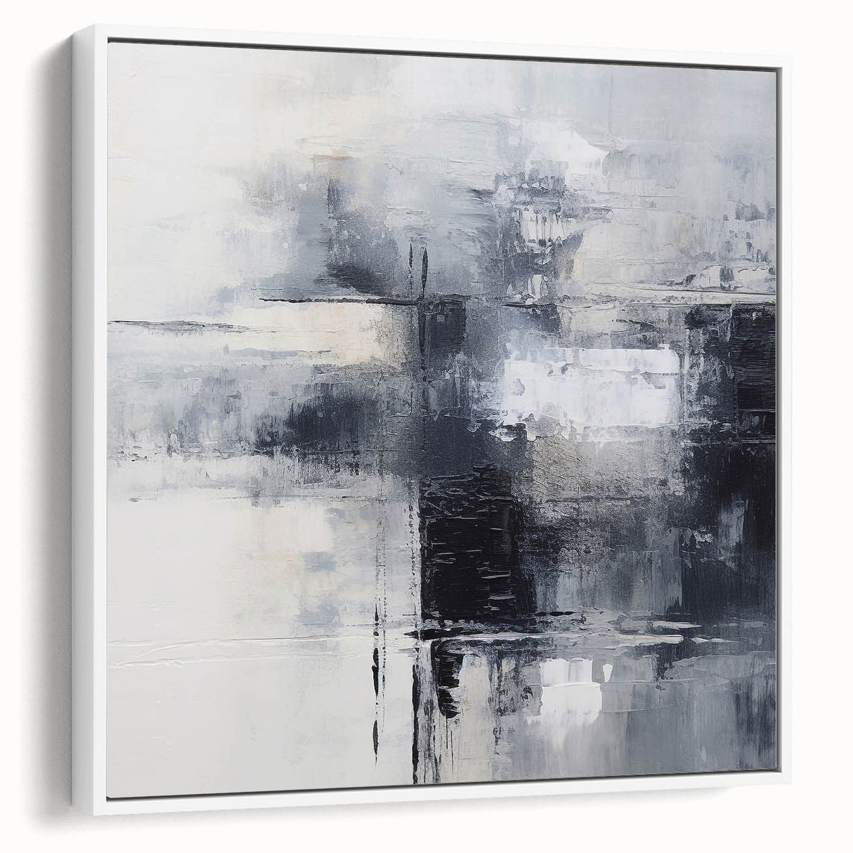 Framed abstract wall art showcasing colorful strokes and lines in a contemporary design, enhancing modern interiors with vibrant visual appeal.