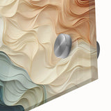 Close-up view of an abstract wall art piece showcasing colorful strokes and lines on acrylic glass, perfect for modern home decor.