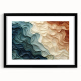 Framed abstract wall art showcasing colorful strokes and lines in a modern design, featuring a sleek black frame and mat, ideal for contemporary decor.