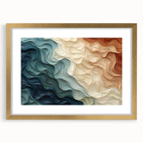 Abstract wall art featuring a modern design of colorful strokes and lines, elegantly framed in gold, perfect for enhancing contemporary decor.