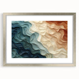 Abstract wall art print showcasing dynamic strokes and lines in a modern design, framed in silver with a white mat for an elegant presentation.