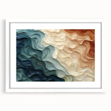Framed abstract wall art featuring colorful strokes and lines in a modern design, presented in a stylish white frame with matting.