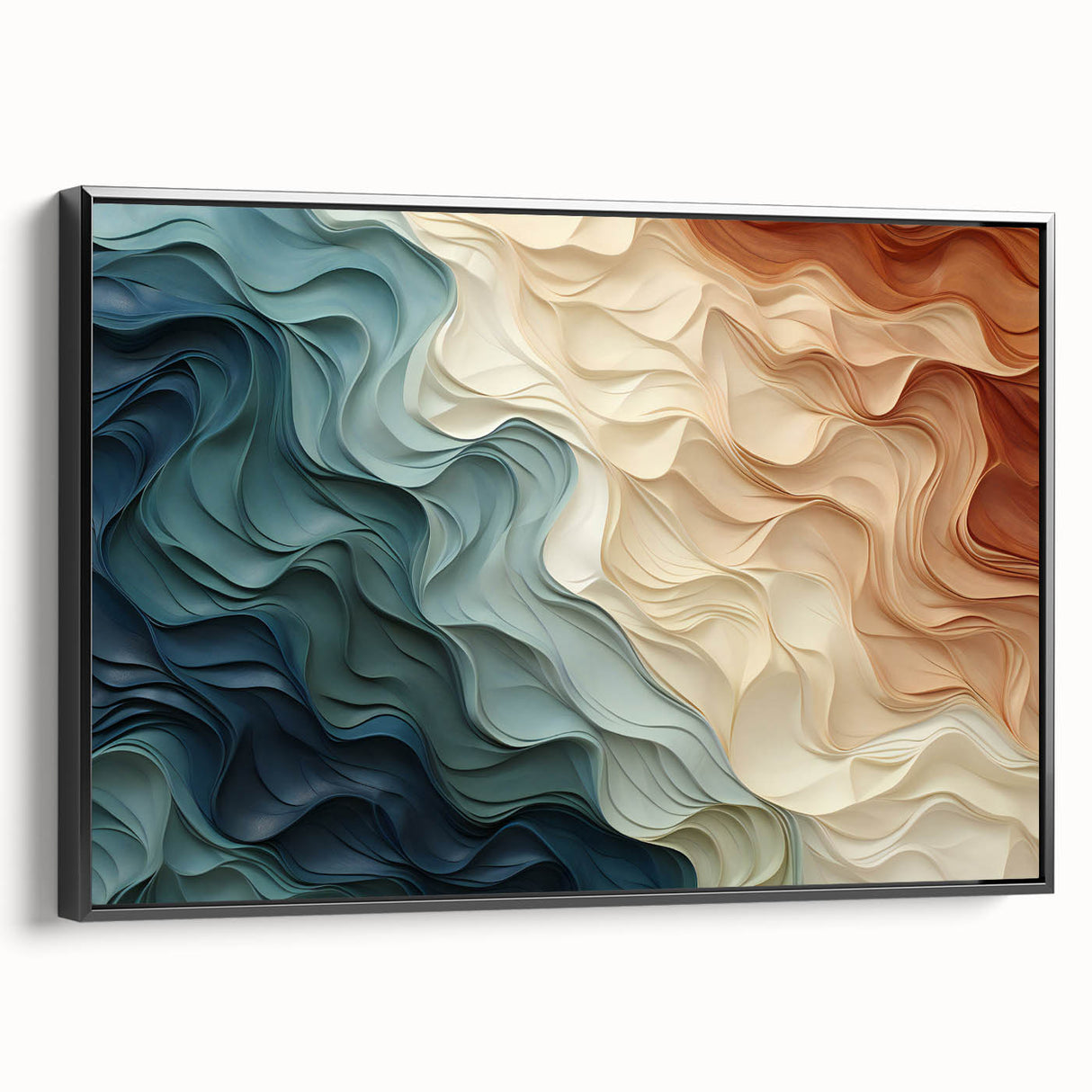 Framed abstract wall art showcasing a modern design of colorful strokes and lines, presented in a sleek black frame for stylish decor.