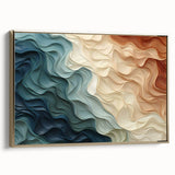 Framed wall art featuring an abstract design of gold strokes and lines, set against a minimalist background, ideal for modern decor.