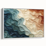 Framed canvas wall art showcasing an abstract strokes and lines design in soft hues of blue and gray, perfect for modern home decor.