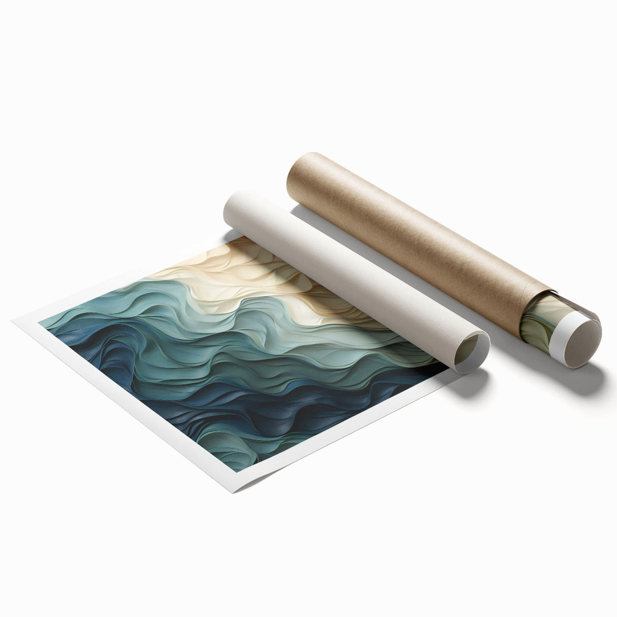 Colorful abstract strokes and lines design on rolled wall art print, showcasing vibrant hues and dynamic patterns perfect for modern decor.