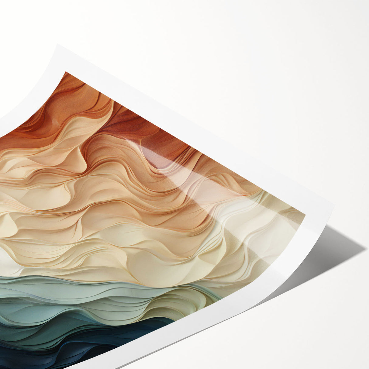 Abstract wall art print showcasing vibrant strokes and lines in shades of blue, orange, and yellow, perfect for modern decor.