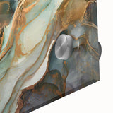 Abstract wall art design featuring vibrant strokes and lines in shades of blue, orange, and yellow, showcasing a modern aesthetic ideal for contemporary decor.