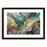 Abstract wall art featuring colorful strokes and lines in a modern design, framed in a sleek black frame with a mat, perfect for contemporary decor.
