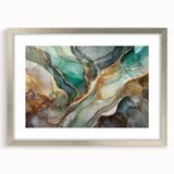 Abstract strokes and lines in a modern wall art design, framed with a sleek silver mat, perfect for contemporary home decor.