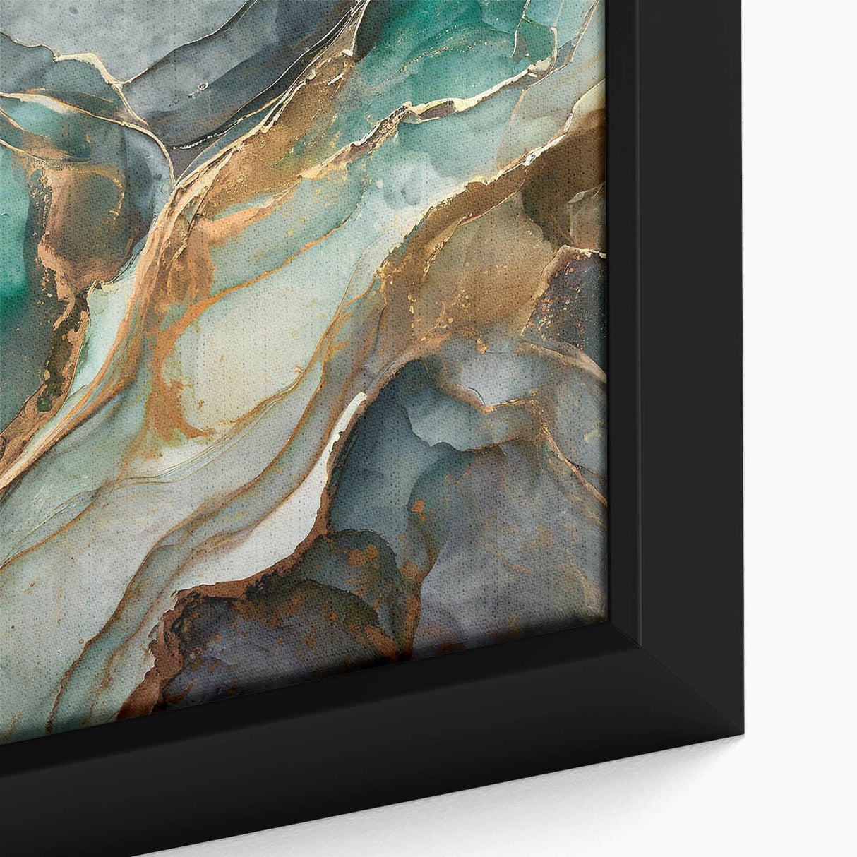 Close-up of a framed canvas wall art piece showcasing an abstract design with colorful strokes and lines, perfect for modern decor.