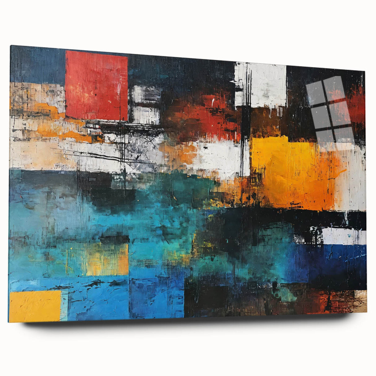 Abstract strokes and lines wall art design in acrylic glass, showcasing vibrant colors and modern aesthetics, perfect for contemporary decor.