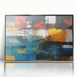Framed wall art featuring an abstract design of silver strokes and lines on a textured background, ideal for modern decor enhancement.
