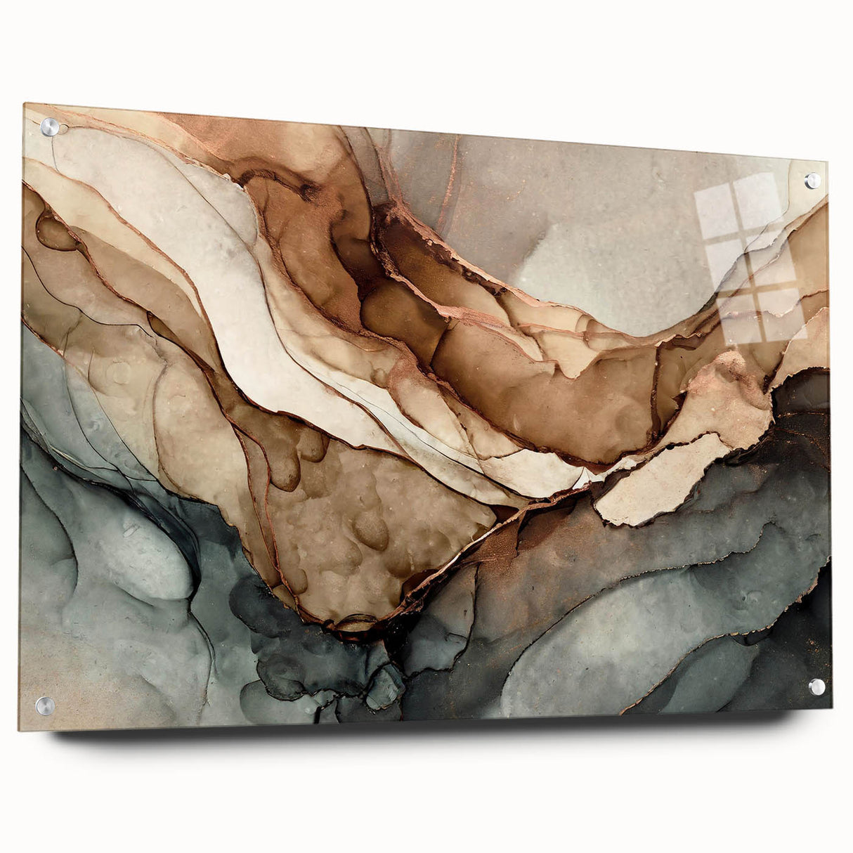Abstract wall art featuring colorful strokes and lines on acrylic glass, showcasing vibrant hues and a modern design, perfect for contemporary decor.