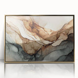 Framed abstract wall art featuring dynamic gold strokes and lines on an acrylic background, perfect for modern home decor.