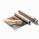 Abstract wall art print showcasing vibrant strokes and lines in shades of blue, orange, and yellow, perfect for modern home decor.