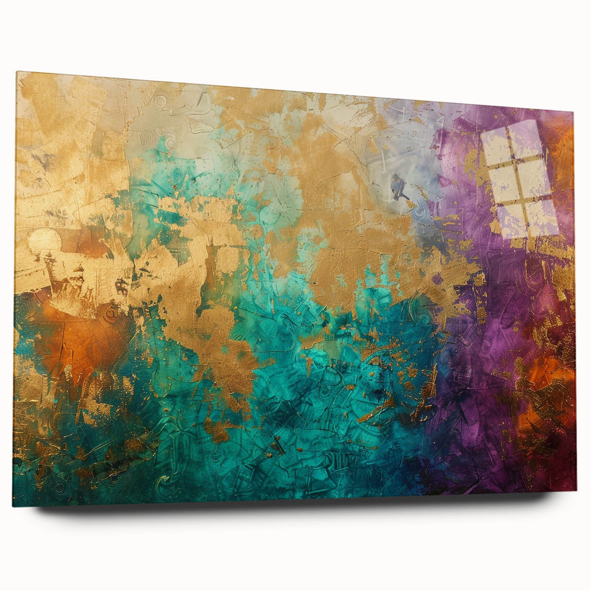 Abstract strokes and lines design wall art in acrylic glass, showcasing vibrant colors and modern aesthetics, ideal for contemporary home decor.