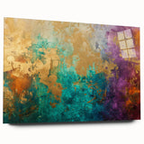 Abstract strokes and lines design wall art in acrylic glass, showcasing vibrant colors and modern aesthetics, ideal for contemporary home decor.