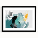 Abstract wall art featuring dynamic strokes and lines in a contemporary design, framed with a black mat, perfect for modern home decor. Ideal for adding artistic flair to living spaces.