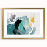 Abstract strokes and lines design wall art in a gold frame with matting, showcasing a modern aesthetic perfect for contemporary decor. Ideal for living rooms or offices, this artwork adds elegance and sophistication to any space.