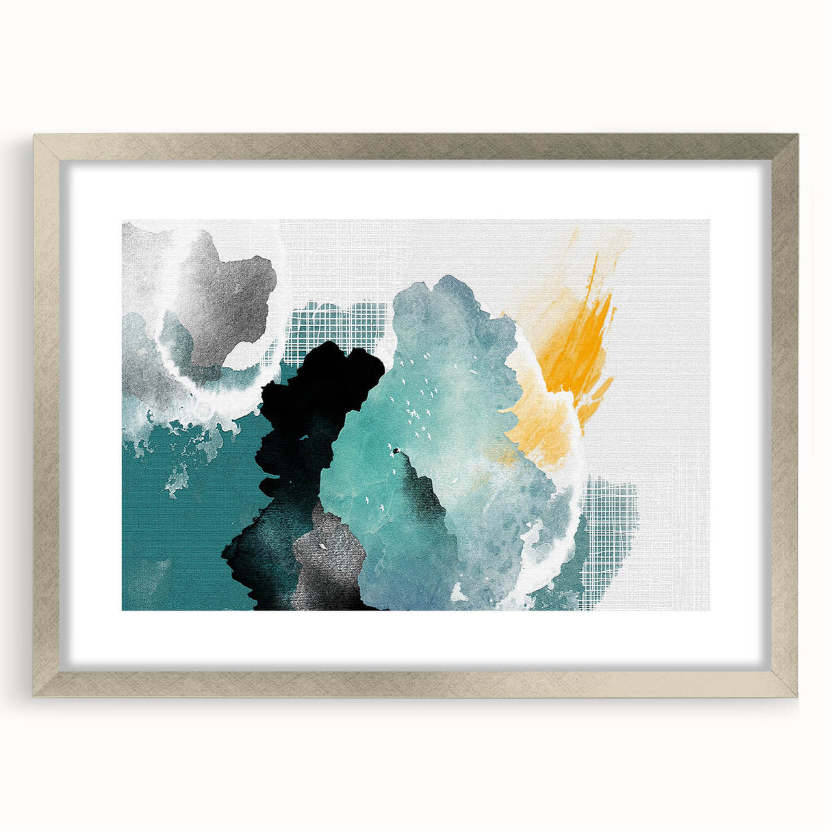 Abstract wall art featuring a dynamic design of colorful strokes and lines in a silver frame, ideal for modern home decor, showcasing contemporary artistic flair.