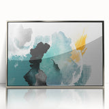 Framed acrylic wall art featuring an abstract design of silver strokes and lines, adding a modern touch to home decor. Perfect for contemporary interiors.