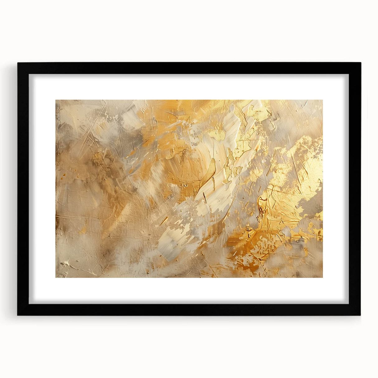 Abstract wall art with colorful strokes and lines in a black frame, showcasing a modern design ideal for contemporary home decor.