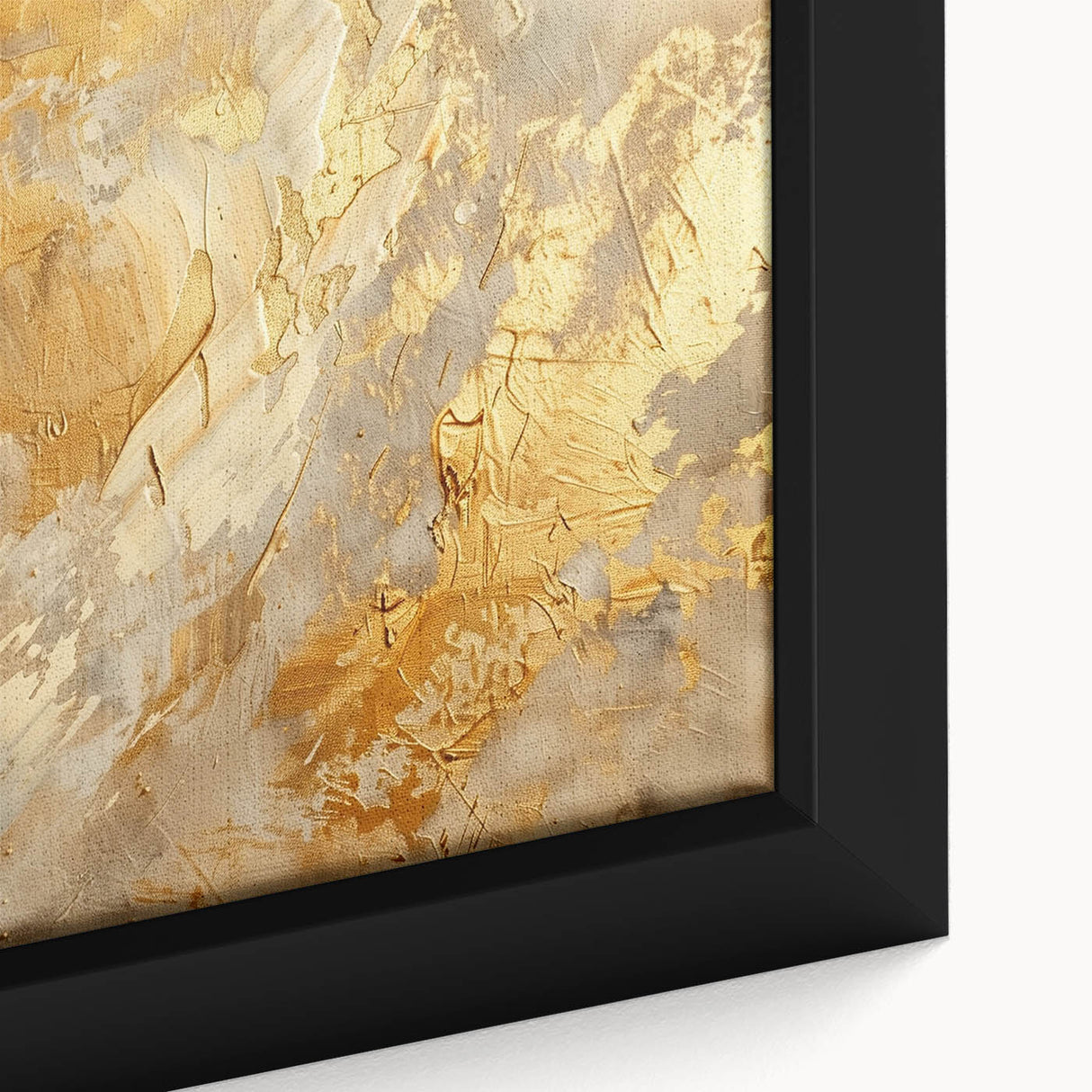 Abstract canvas wall art showcasing vibrant strokes and lines in shades of blue, orange, and yellow, framed elegantly for modern decor.