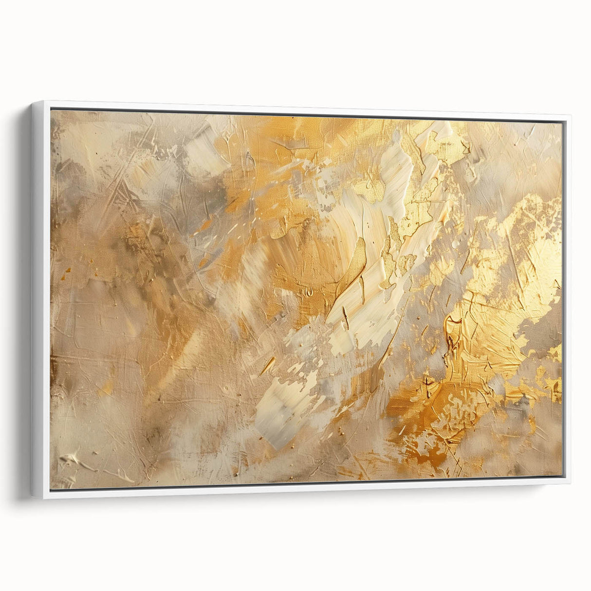 Framed canvas artwork showcasing abstract strokes and lines in soft pastel colors, perfect for modern home decor with a sleek white frame.