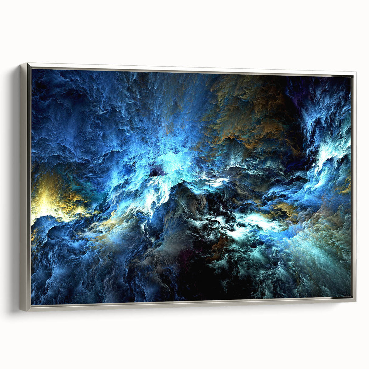 Framed canvas wall art showcasing an abstract strokes and lines design in silver hues, perfect for modern decor and artistic ambiance.