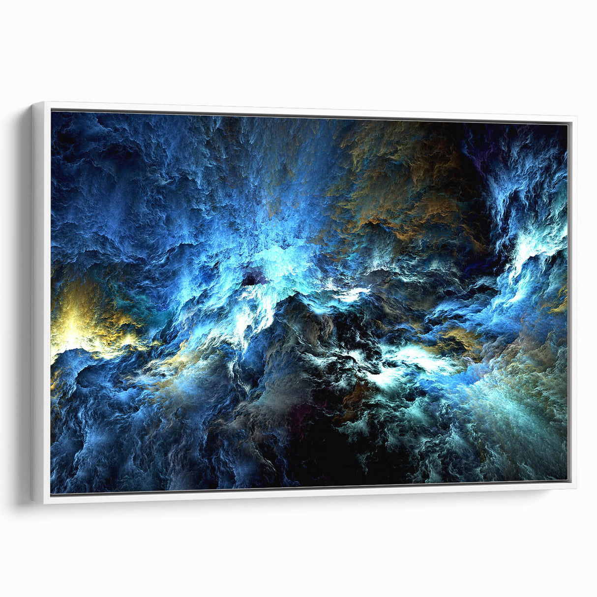 Framed abstract wall art featuring colorful strokes and lines on a white canvas, showcasing a modern design ideal for contemporary decor.