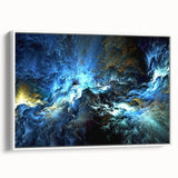 Framed abstract wall art featuring colorful strokes and lines on a white canvas, showcasing a modern design ideal for contemporary decor.