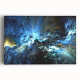 Colorful abstract strokes and lines canvas art print showcasing vibrant hues of blue, orange, and yellow, perfect for modern home decor.