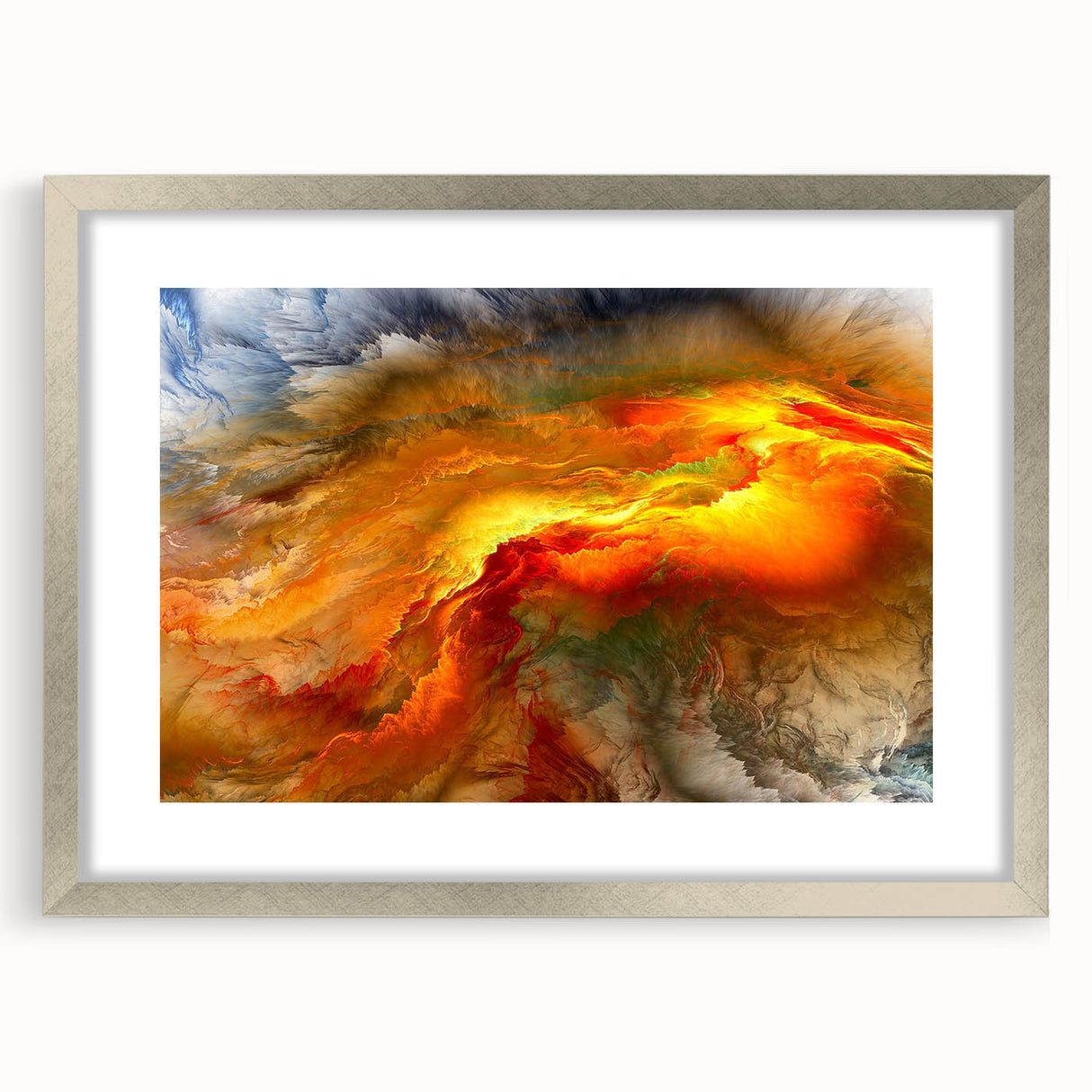 Framed abstract wall art featuring dynamic strokes and lines in a modern silver frame, perfect for contemporary home decor and artistic expression.