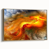 Framed canvas wall art showcasing an abstract strokes and lines design in gold tones, elegantly displayed from a side view, perfect for modern decor.
