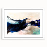 Abstract wall art design showcasing a collection of colorful strokes and lines, elegantly framed with a white mat, ideal for modern decor.