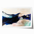 Abstract wall art print showcasing vibrant strokes and lines in shades of blue, orange, and yellow, perfect for modern home decor.